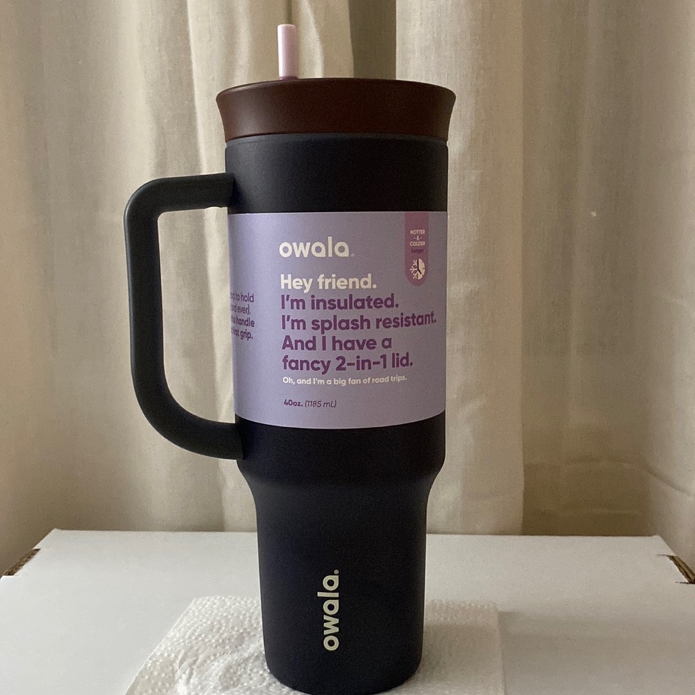 COPY - NWT! OWALA 40 oz TUMBLER! STILL FITS IN CUP HOLDER! 2 IN 1 SIP OR SWIG! …